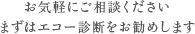 お気軽にご相談ください まずはエコー診断をお勧めします